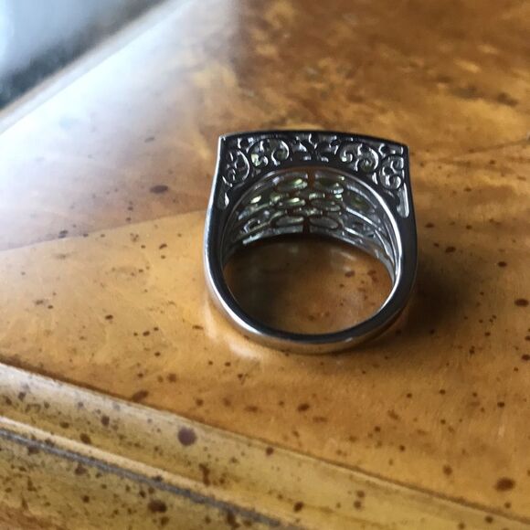 Natural Vesuvianite Idocrase Sterling Silver Ring Size 9 - Picture 5 of 7